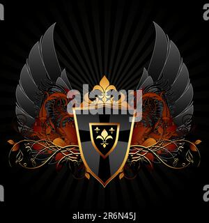 ornamental shield, this illustration may be useful as designer work Stock Vector