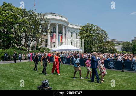 Washington, United States. 10th June, 2023. US President Joe Biden, First Lady Jill Biden and singer Betty Who arrive for a Pride Month celebration event at the White House in Washington, DC on Saturday, June 10, 2023. Photo by Nathan Howard/Bloomberg/UPI Credit: UPI/Alamy Live News Stock Photo