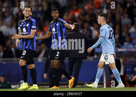 ISTANBUL - Denzel Dumfries of FC Internazionale Milano during the UEFA Champions League Final between Manchester City FC and FC Inter Milan at Ataturk Olympic Stadium on June 10, 2023 in Istanbul, Turkey. Stock Photo