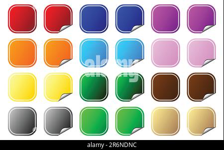 Collection of square shaped colorful tags. Flat and peeling. Vector. Stock Vector