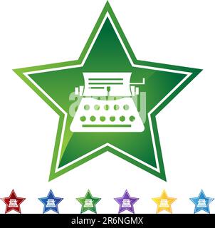 Set of star style icons - typewriter. Stock Vector