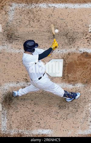 Pittsburgh Pirates' Andrew McCutchen looks out from the dugout before a  baseball game against the Milwaukee Brewers Sunday, Aug. 6, 2023, in  Milwaukee. (AP Photo/Aaron Gash Stock Photo - Alamy