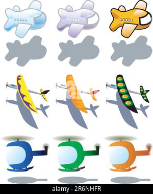 vector illustration for a variety vehicle in sky Stock Vector