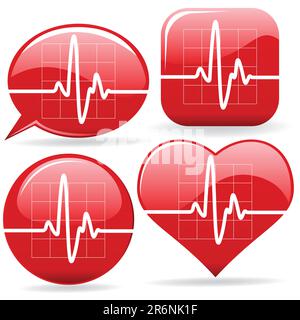 vector set of electronic cardiograms Stock Vector