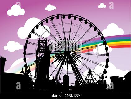 vector illustration of a Ferris wheel Stock Vector