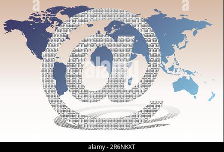 detailed binary world - vector illustration Stock Vector
