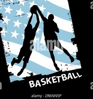 vector illustration of two basketball players Stock Vector