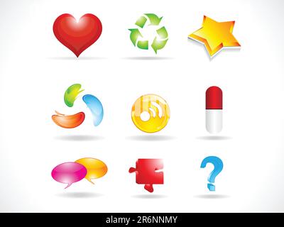 abstract glossy multiple icons vector illustration Stock Vector