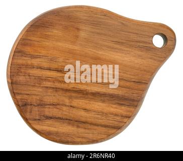 mini wooden cutting board with a handle isolated on white Stock Photo