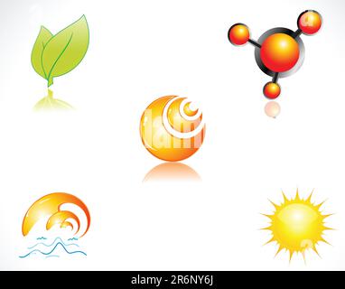 abstract glossy multiple icons vector illustration Stock Vector