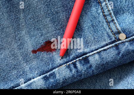 Ink Stained Blue Jeans Stained Trousers Stock Photo 2311081357