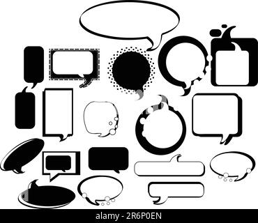 set of speech bubble design elements , vector file , editable different shapes of speech bubbles iconic and cartoonist 19 in set Stock Vector