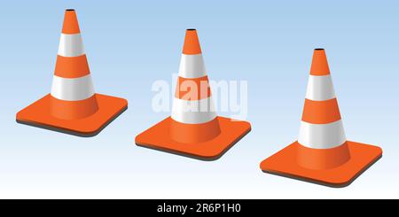 vector illustration of some traffic cones Stock Vector