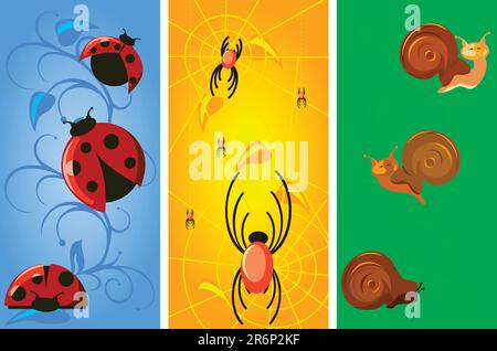 cartoon of many insect Stock Vector