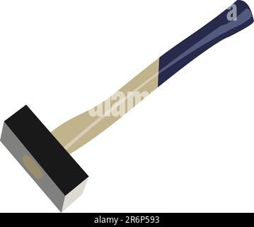 Realistic illustration of big hammer isolated on white background - vector Stock Vector