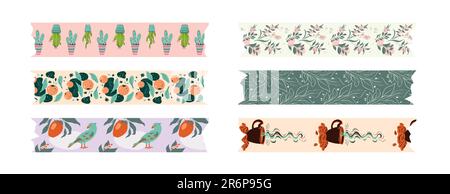 Set Of Washi Tape Strips With Various Cute Designs Isolated On White  Background Scotch Paper Sticker Vector Handdrawn Illustration In Doodle  Style Perfect For Cards Decorations Stock Illustration - Download Image Now  