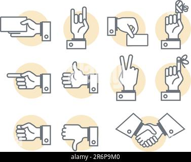 Simbolic hand and fingers signs in vector Stock Vector