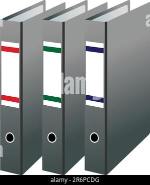 Vector illustration of three office folders are isolated on white background Stock Vector