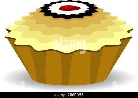 Illustration the cute cupcake isolated on white background - vector Stock Vector