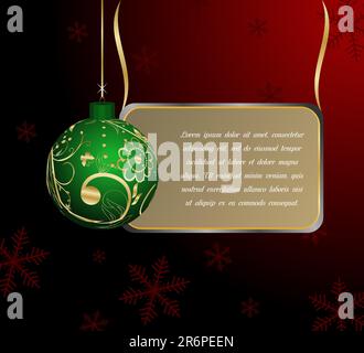Christmas Banner with ball and ribbon. Vector Stock Vector