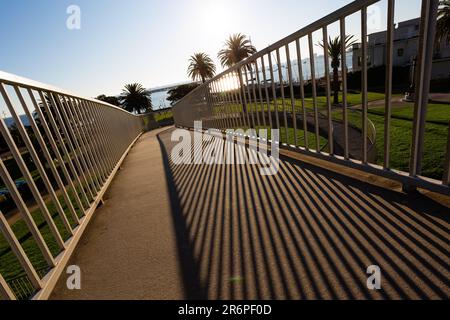 A foot bridge over Beach Road St Kilda during COVID 19 on 09 April, 2020 in Melbourne, Australia. Stock Photo