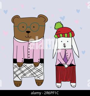 Cartoon illustration of sweet bears in love Stock Vector