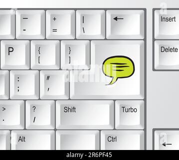 Computer keyboard with "chat" key Stock Vector