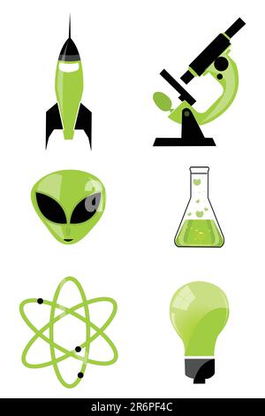 illustration of set of scientific icon on isolated background Stock Vector