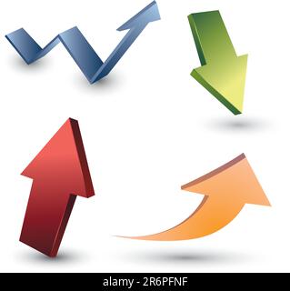 four vector arrows isolated on white background Stock Vector