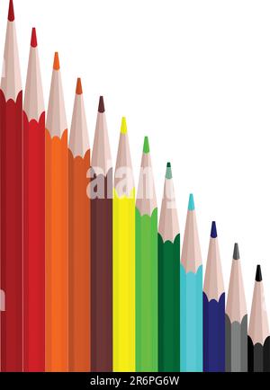 Vector illustration of colors set pencils are isolated on white background Stock Vector