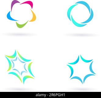 Four circle design elements and icons isolated on white background. Vector Illustration. Stock Vector