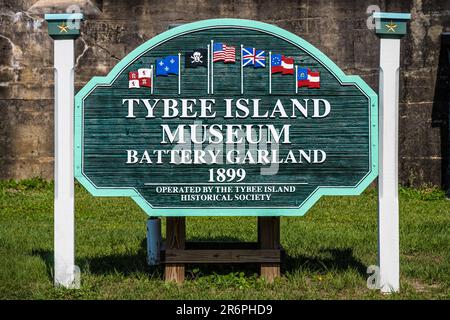 Fort Screven’s Battery Garland serves as the Tybee Island Museum on Tybee Island along the Georgia Coast, east of Savannah. (USA) Stock Photo