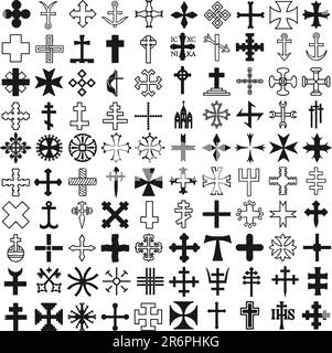 Set Crosses vector. various religious symbols Stock Vector