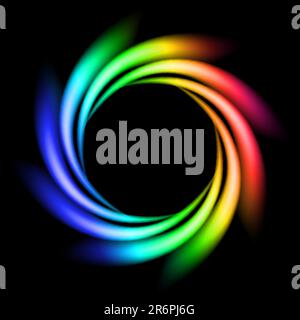 Abstract Rainbow Ray of lights explosion on black background Stock Vector