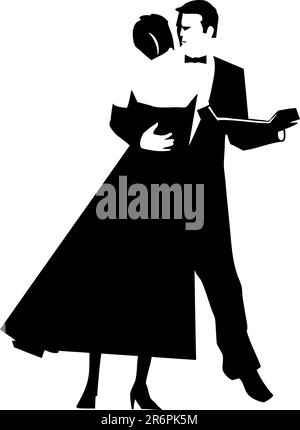 Elegant couple dancing. Stock Vector