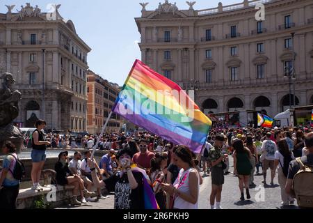 Rome, Italy. 10th June, 2023. Rome Pride 2023, the parade through the streets of Rome organized by LGBTQ community (Photo by Matteo Nardone/Pacific Press) Credit: Pacific Press Media Production Corp./Alamy Live News Stock Photo