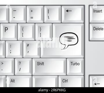Computer keyboard with "chat" key Stock Vector