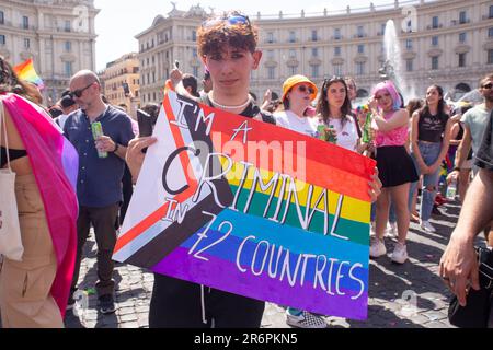 Rome, Italy. 10th June, 2023. Rome Pride 2023, the parade through the streets of Rome organized by LGBTQ community (Photo by Matteo Nardone/Pacific Press) Credit: Pacific Press Media Production Corp./Alamy Live News Stock Photo