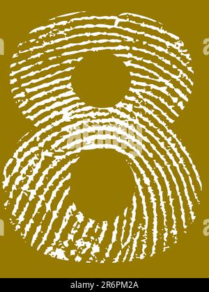 Fingerprint Number - 8 (Highly detailed grunge Number) Stock Vector