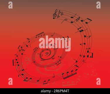 Abstract music background with different notes and lines Stock Vector