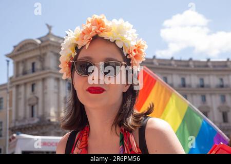 Rome, Italy. 10th June, 2023. Rome Pride 2023, the parade through the streets of Rome organized by LGBTQ community (Credit Image: © Matteo Nardone/Pacific Press via ZUMA Press Wire) EDITORIAL USAGE ONLY! Not for Commercial USAGE! Stock Photo