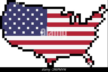 pixel art of USA map flag Stock Vector