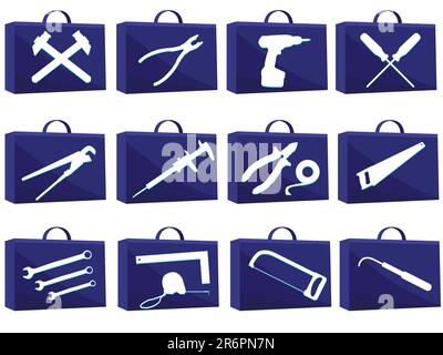 Set icon for web with tools in a vector Stock Vector
