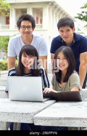 group of happy asian college students together smile at camera Stock ...