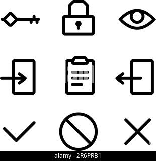 Icons for the site authorization form. Icons are aligned to pixel grid. This means that the images are prepared for use in small-sizes. Perfectly f... Stock Vector