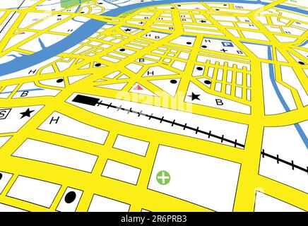 Editable vector streetmap of a generic city with no names Stock Vector