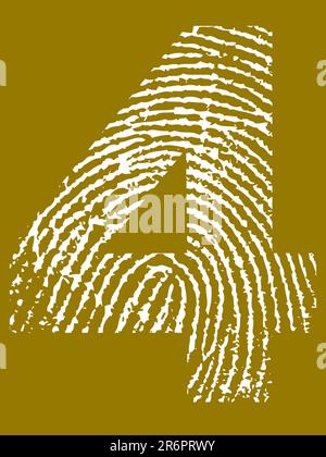 Fingerprint Number - 4 (Highly detailed grunge Number) Stock Vector