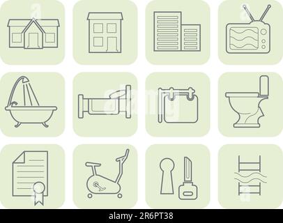 Real Estate and amenities icon set Stock Vector