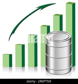 Oil barrel over graphic bar chart with lowering prices Stock Vector ...