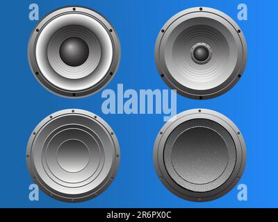 4 Pub and Disco style Loudspeakers in vector format Stock Vector